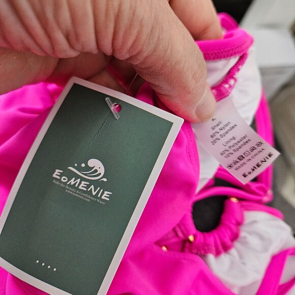 Womens Sexy Large Hot Pink One Piece Swimsuit Ring Linked Cutouts Beach Vacation - Picture 11 of 12